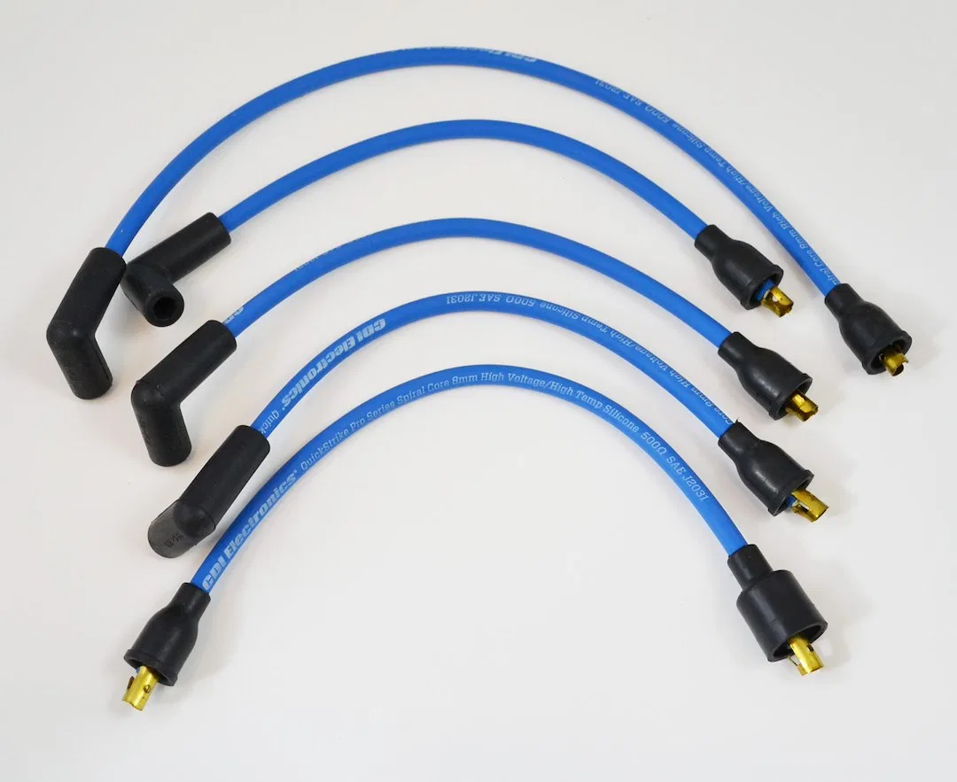 631-0007 – CDI ELECTRON Spark Plug Wire Set, Pre Assembled Blue 8 Millimeter Silicone Kevlar Core 90 Degree Spark Plu...